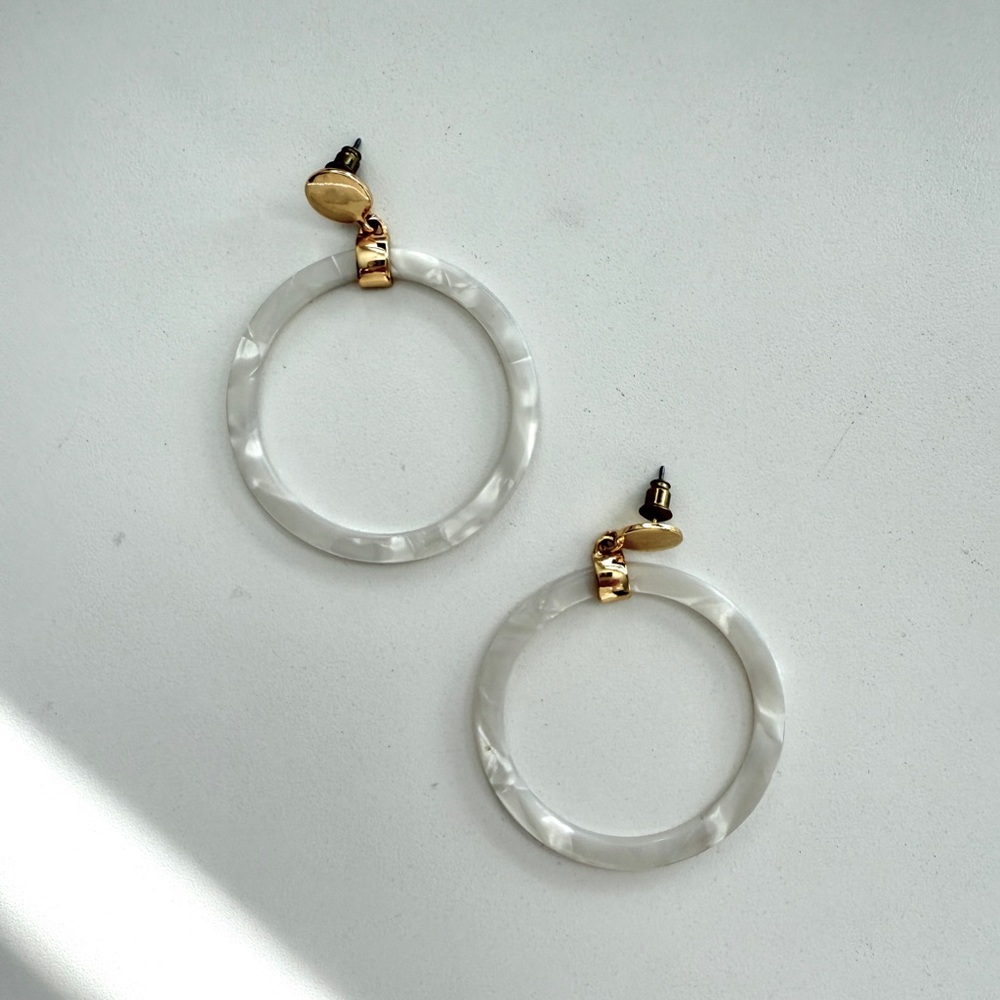 Uncommon James | Gold and White Hoop Earrings